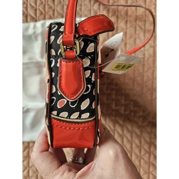 NWT Coach 25121 Poppy Floral Flower Print Scarf Crossbody w/Dust Bag, Red/Blk - Picture 9 of 13